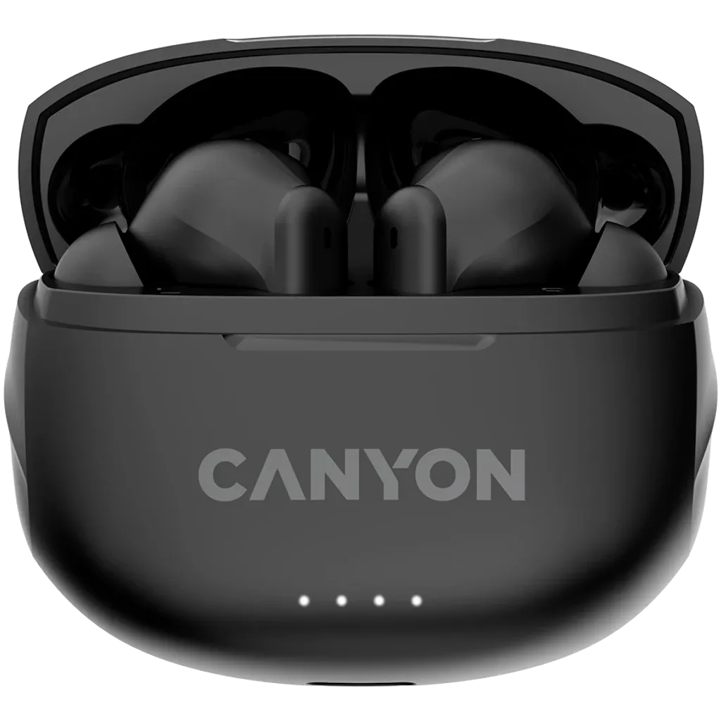 CANYON OnGo-8 TWS bezvadu austiņas, Bluetooth 5.3, ENC, 32 h, melnas