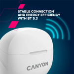 CANYON OnGo-8 TWS bezvadu austiņas, Bluetooth 5.3, ENC, 32 h, melnas