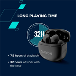 CANYON OnGo-8 TWS bezvadu austiņas, Bluetooth 5.3, ENC, 32 h, melnas