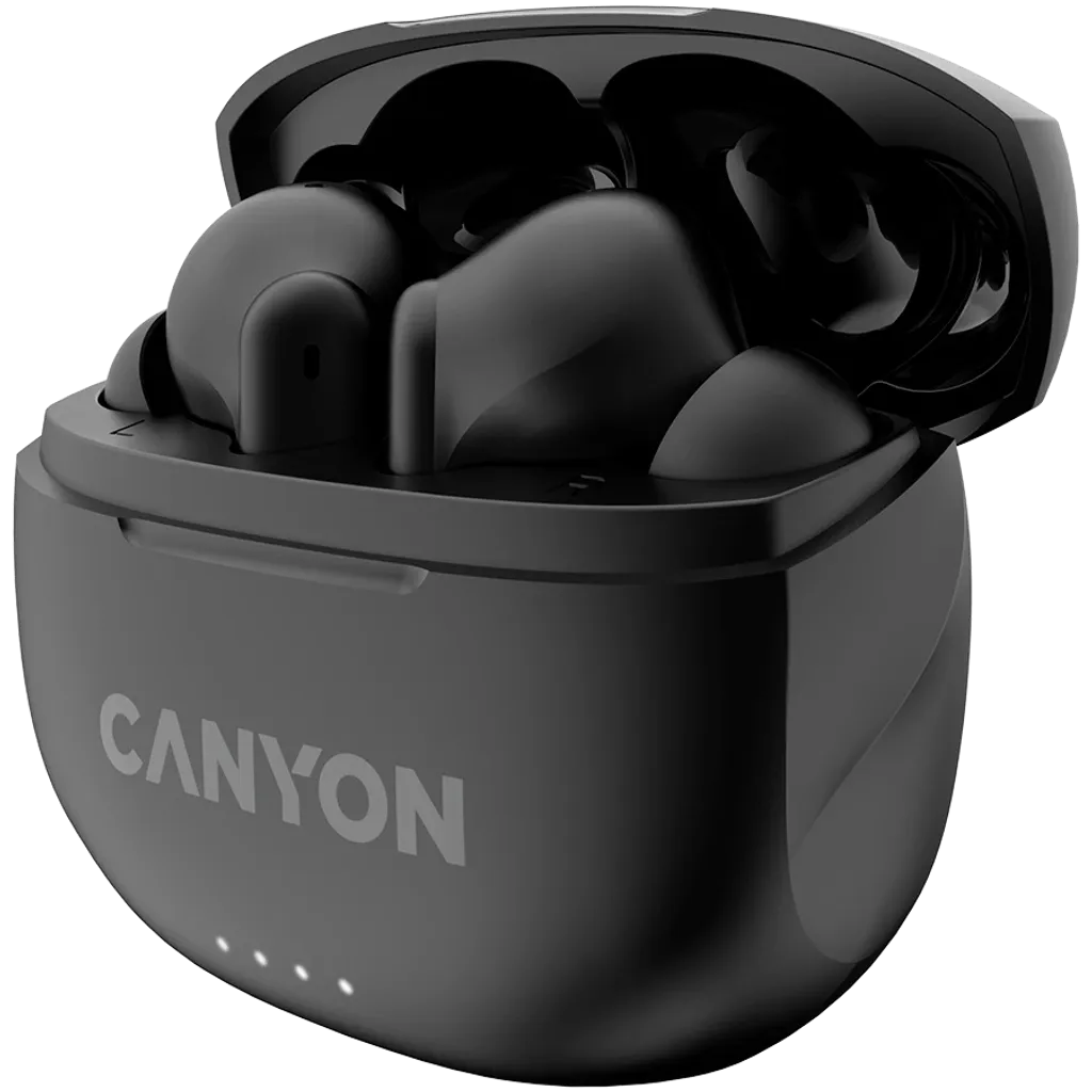 CANYON OnGo-8 TWS bezvadu austiņas, Bluetooth 5.3, ENC, 32 h, melnas