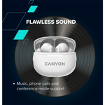 CANYON OnGo-8 TWS bezvadu austiņas, Bluetooth 5.3, ENC, 32 h, melnas