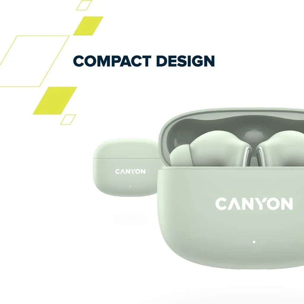 CANYON OnGo 9 TWS bezvadu austiņas, Bluetooth 5.4, 30 h, zaļas