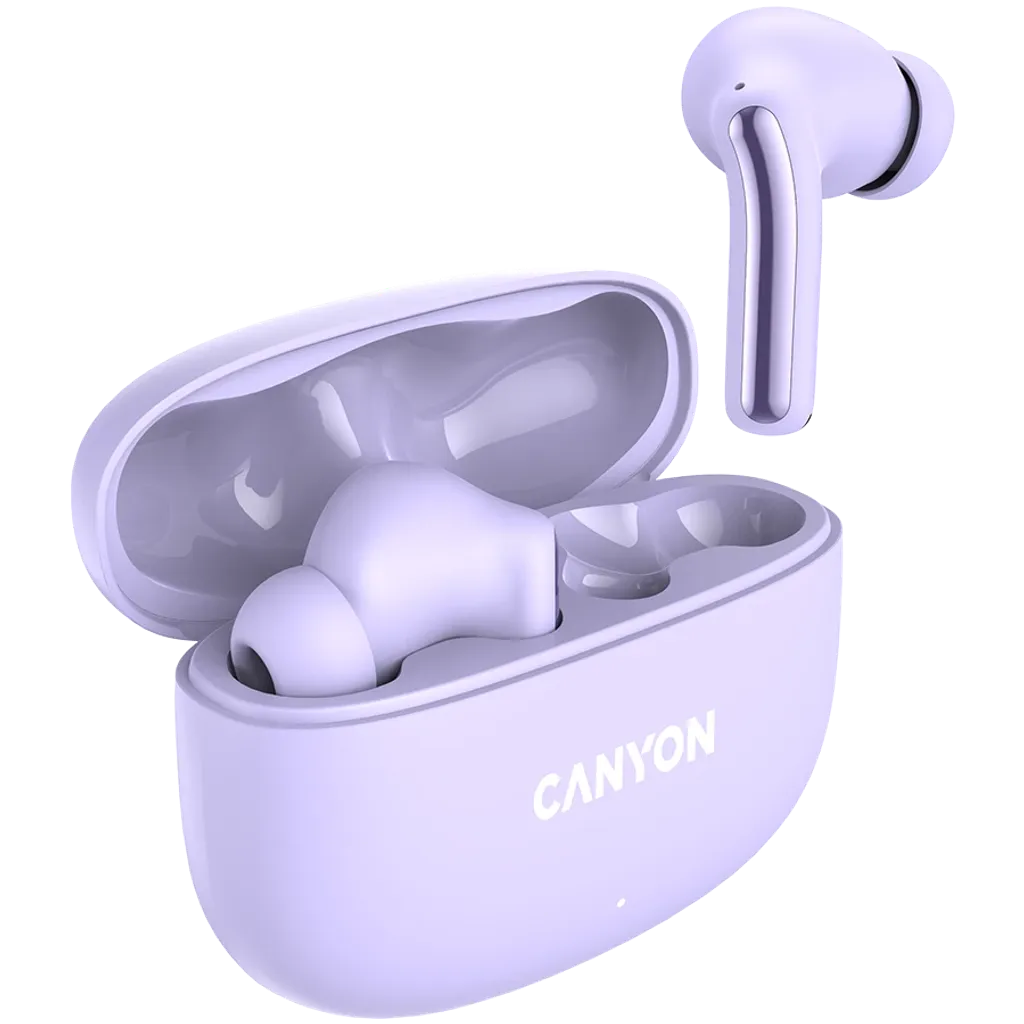 CANYON OnGo 9 TWS bezvadu austiņas, Bluetooth 5.4, 30 h, violetas