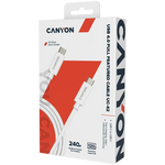 Canyon UC-42 USB-C–USB-C kabelis, 2 m, 240 W, 20 Gbit/s, balts