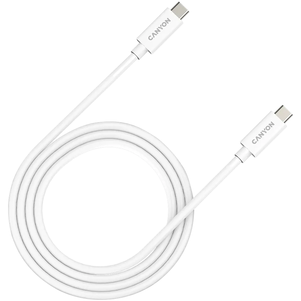 Canyon OnWire 44 USB-C–USB-C kabelis, 1 m, 240 W, 40 Gbit/s, balts
