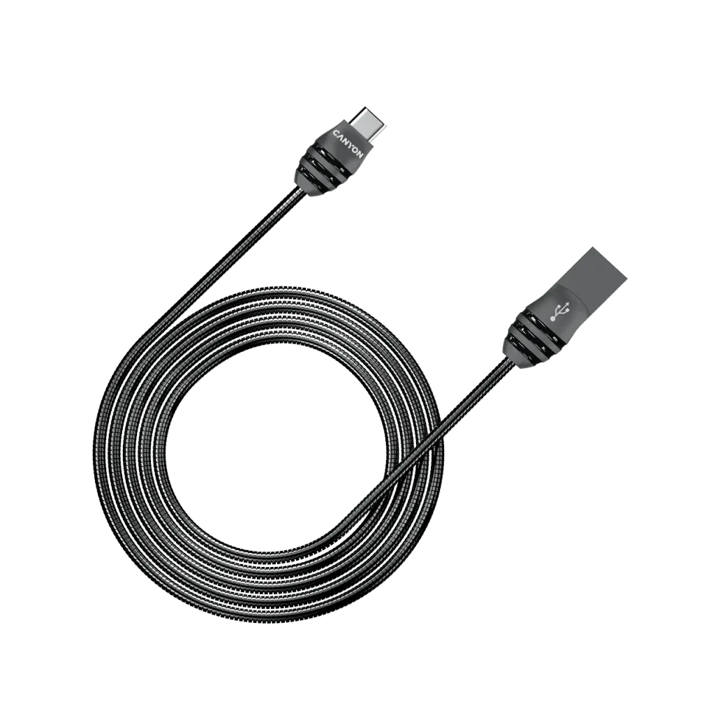 Canyon UM-5 Micro USB–USB-A kabelis, 1 m, 10 W, tumši pelēks