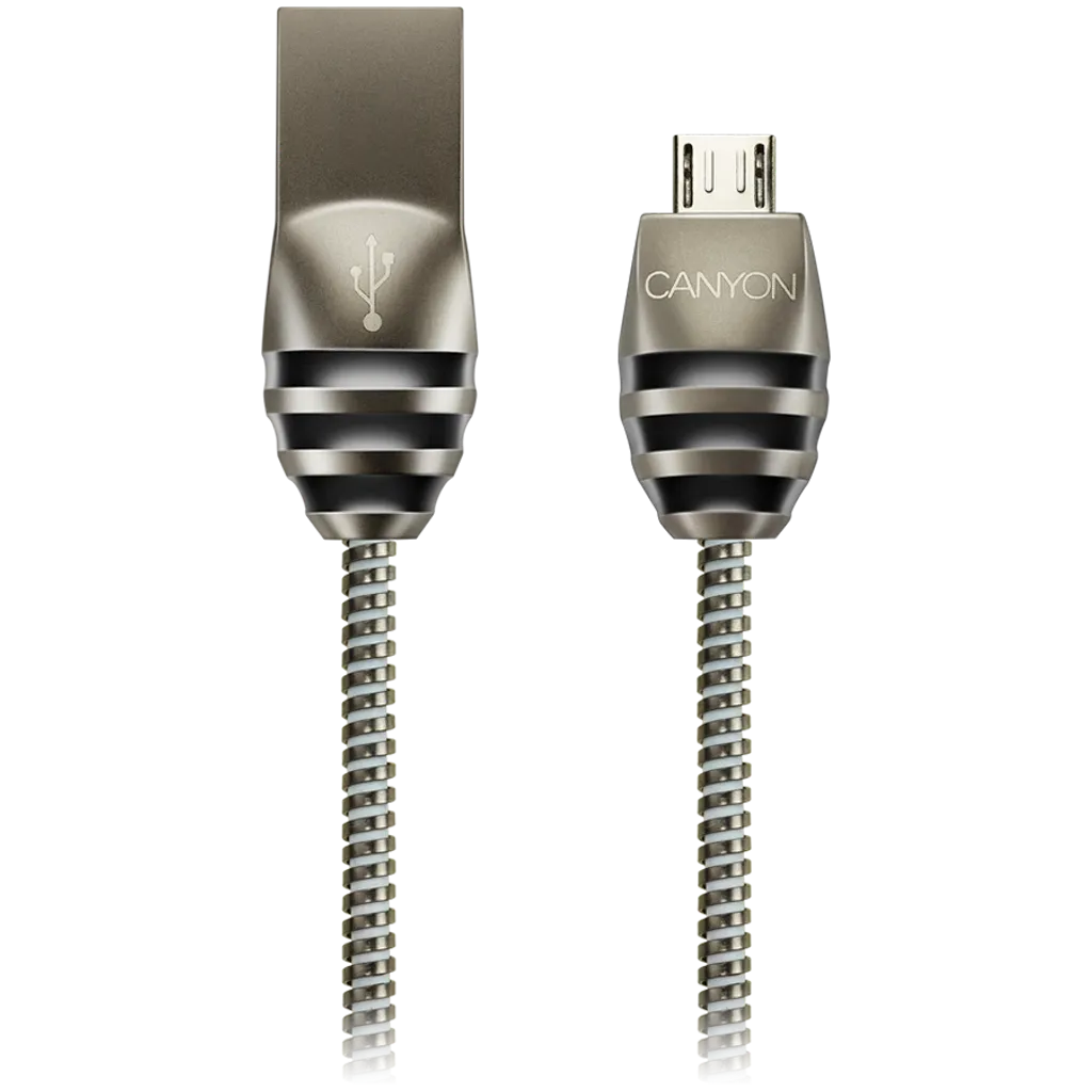 Canyon UM-5 Micro USB–USB-A kabelis, 1 m, 10 W, tumši pelēks