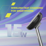 CANYON OnCharge 205 2-in-1 Qi2 magnētiskā uzlādes stacija, 15W, melna