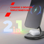 CANYON OnCharge 205 2-in-1 Qi2 magnētiskā uzlādes stacija, 15W, melna