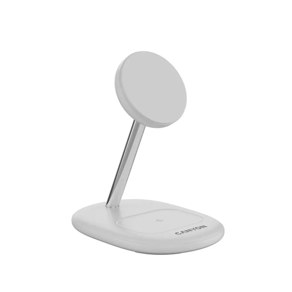 CANYON OnCharge 205 2-in-1 Qi2 magnētiskā uzlādes stacija, 15W, balta