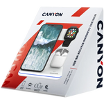 CANYON WS-302 3-in-1 Qi bezvadu uzlādes stacija, 15W, melna