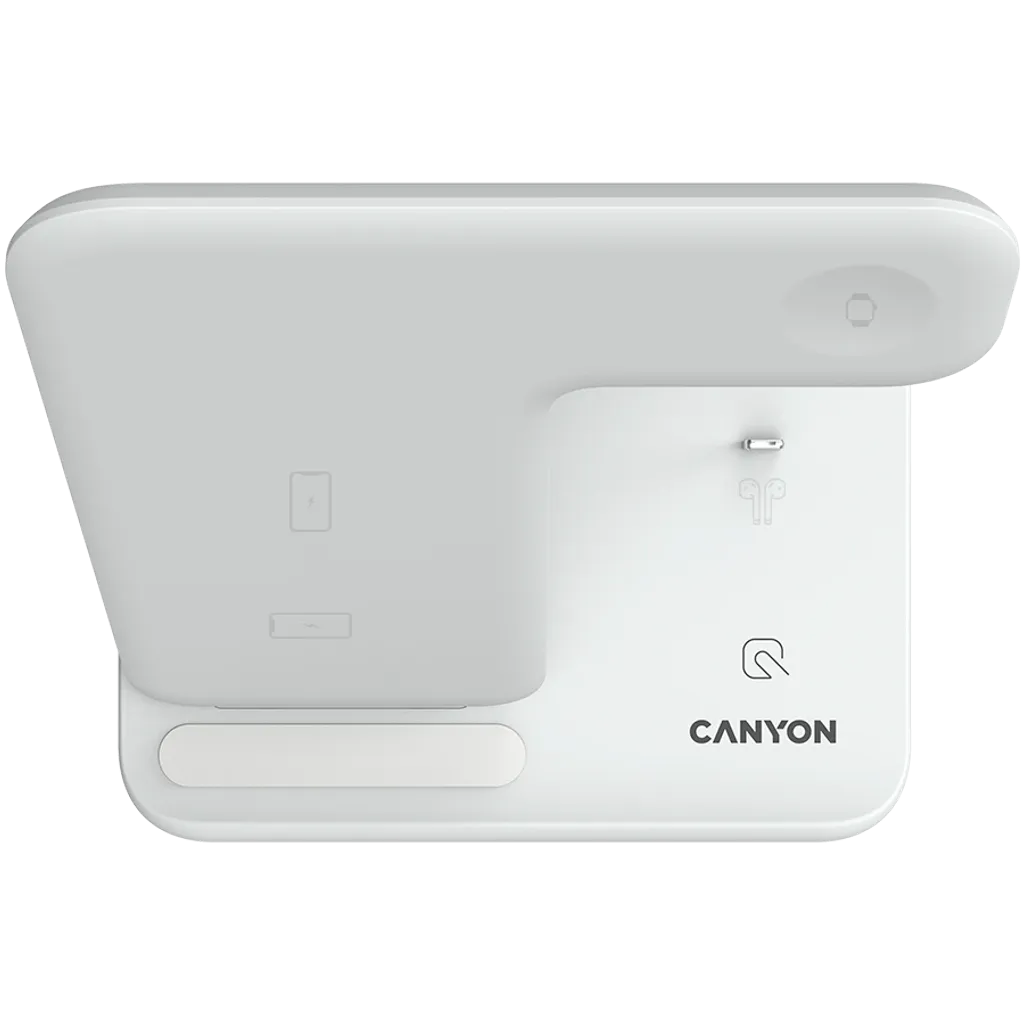 CANYON WS-302 3-in-1 Qi bezvadu uzlādes stacija, 15W, balta