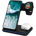 CANYON WS-303 3-in-1 Qi bezvadu uzlādes stacija, 15W, melna