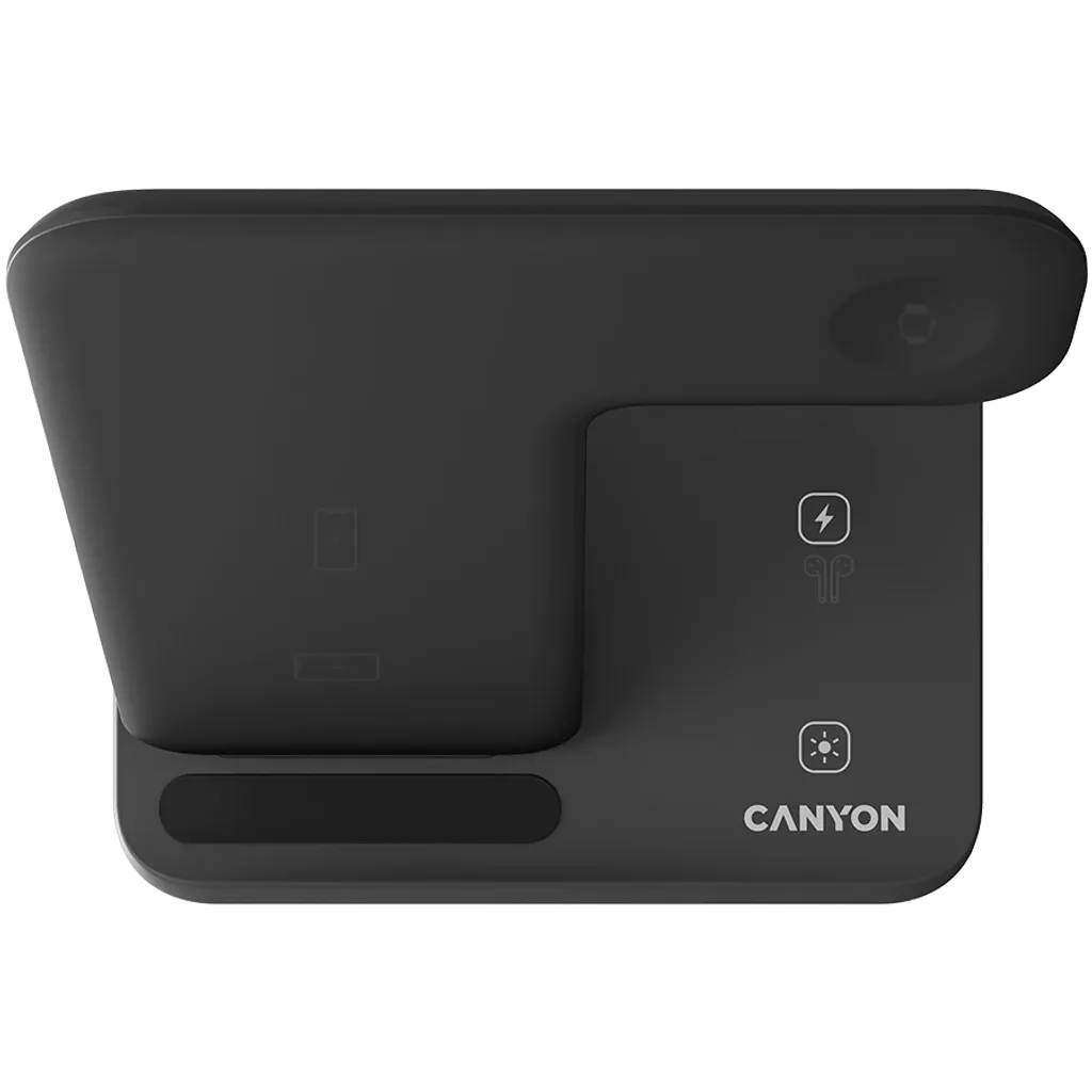 CANYON WS-303 3-in-1 Qi bezvadu uzlādes stacija, 15W, melna