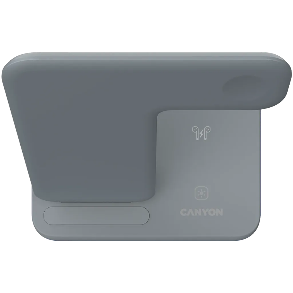 CANYON WS-303 3-in-1 Qi bezvadu uzlādes stacija, 15W, tumši pelēka