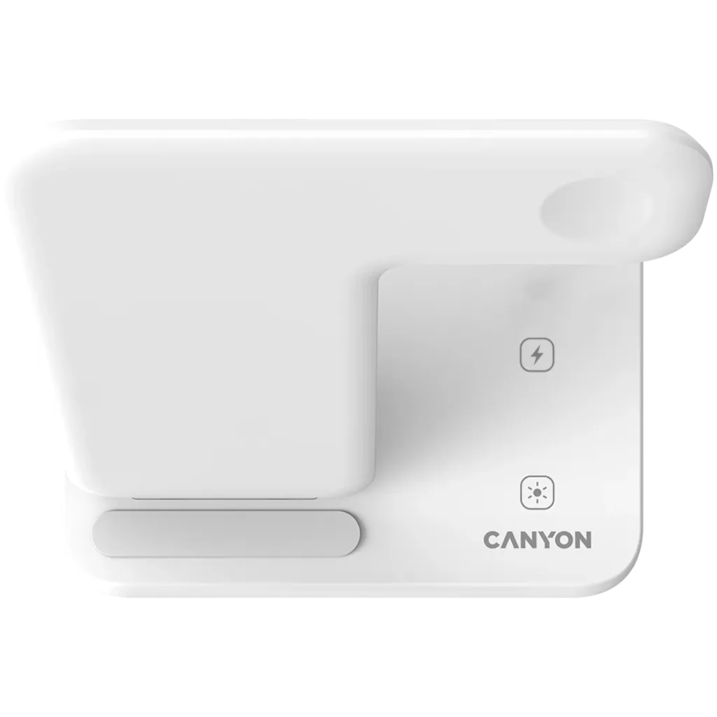 CANYON WS-303 3-in-1 Qi bezvadu uzlādes stacija, 15W, balta