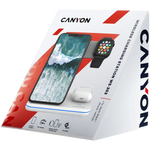 CANYON WS-303 3-in-1 Qi bezvadu uzlādes stacija, 15W, balta