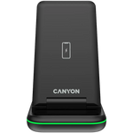 CANYON WS-304 3-in-1 Qi salokāma bezvadu uzlādes stacija, 15W, melna