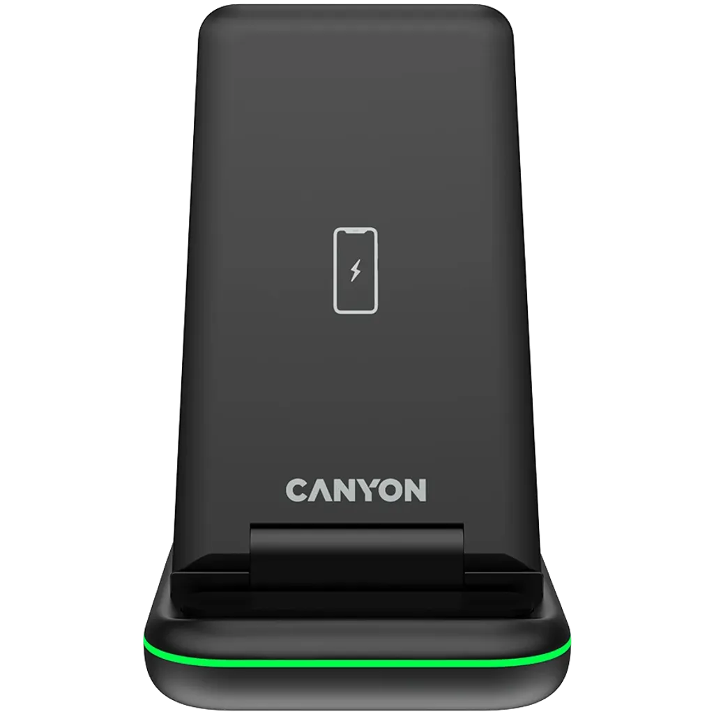 CANYON WS-304 3-in-1 Qi salokāma bezvadu uzlādes stacija, 15W, melna