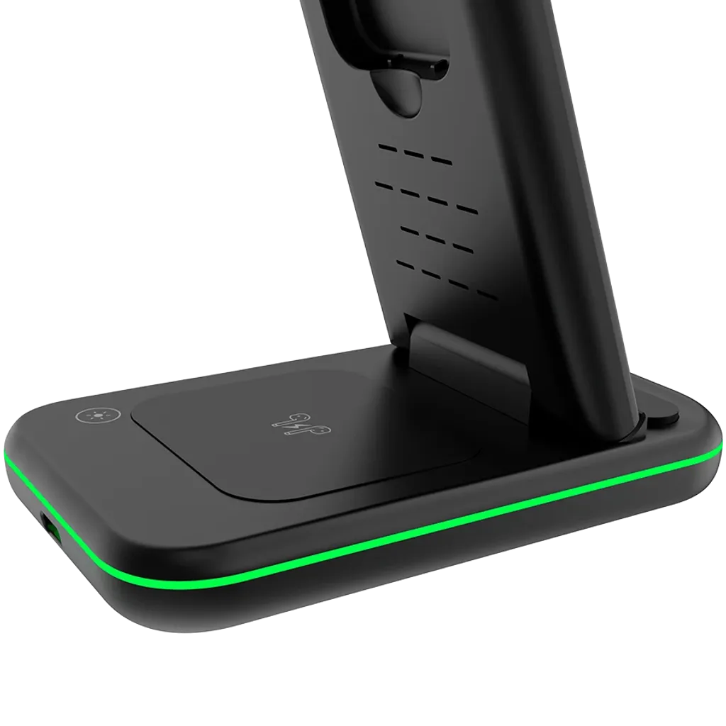 CANYON WS-304 3-in-1 Qi salokāma bezvadu uzlādes stacija, 15W, melna