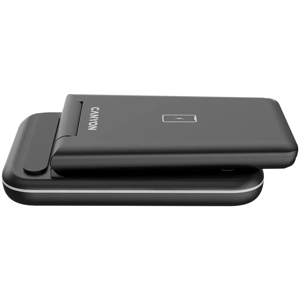 CANYON WS-304 3-in-1 Qi salokāma bezvadu uzlādes stacija, 15W, melna