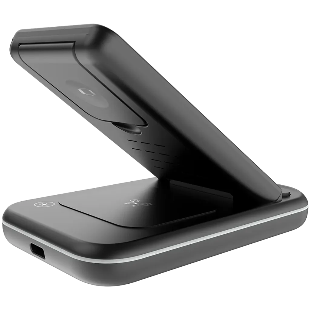 CANYON WS-304 3-in-1 Qi salokāma bezvadu uzlādes stacija, 15W, melna