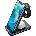 CANYON WS-304 3-in-1 Qi salokāma bezvadu uzlādes stacija, 15W, melna