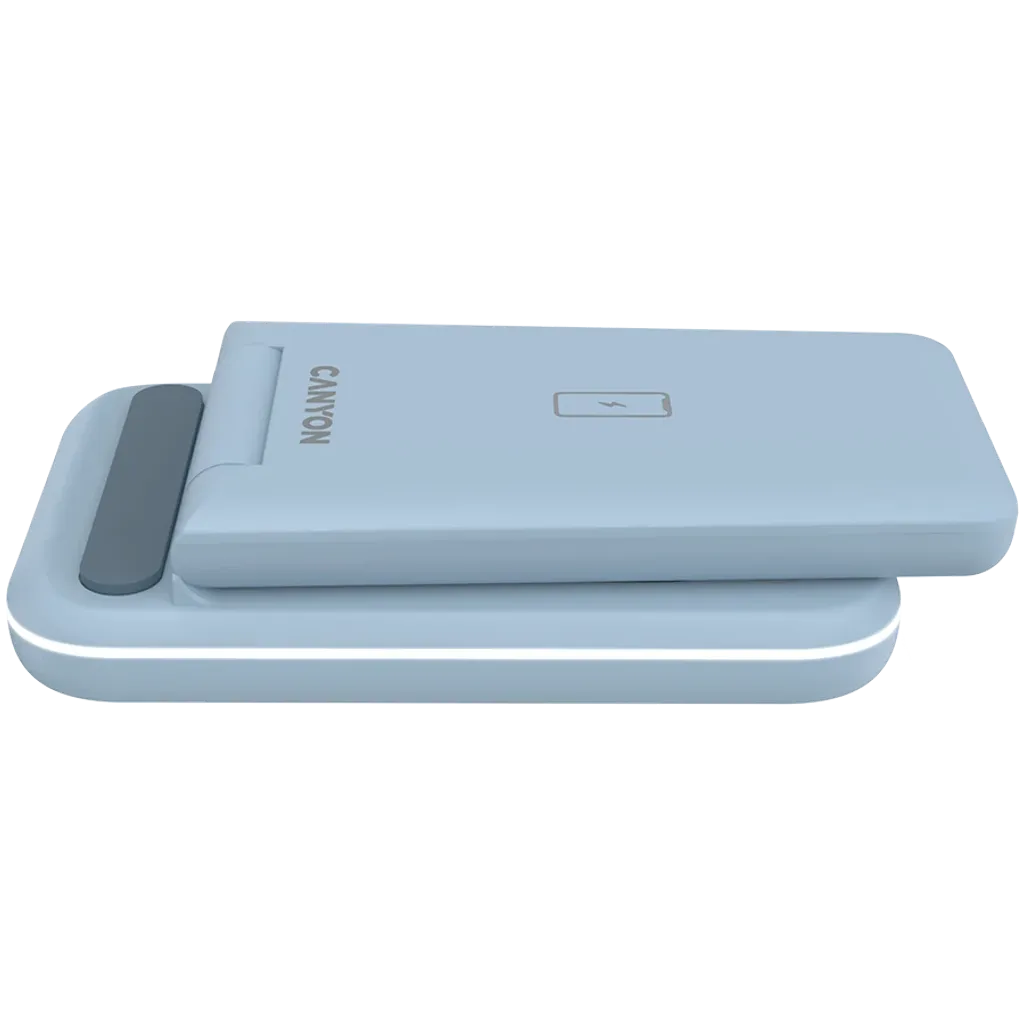 CANYON WS-304 3-in-1 Qi salokāma bezvadu uzlādes stacija, 15W, zila