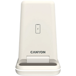 CANYON WS-304 3-in-1 Qi salokāma bezvadu uzlādes stacija, 15W, krēmkrāsa