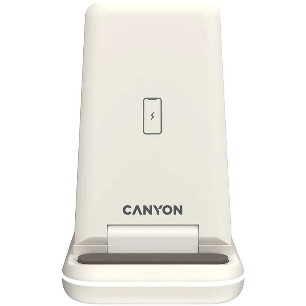 CANYON WS-304 3-in-1 Qi salokāma bezvadu uzlādes stacija, 15W, krēmkrāsa