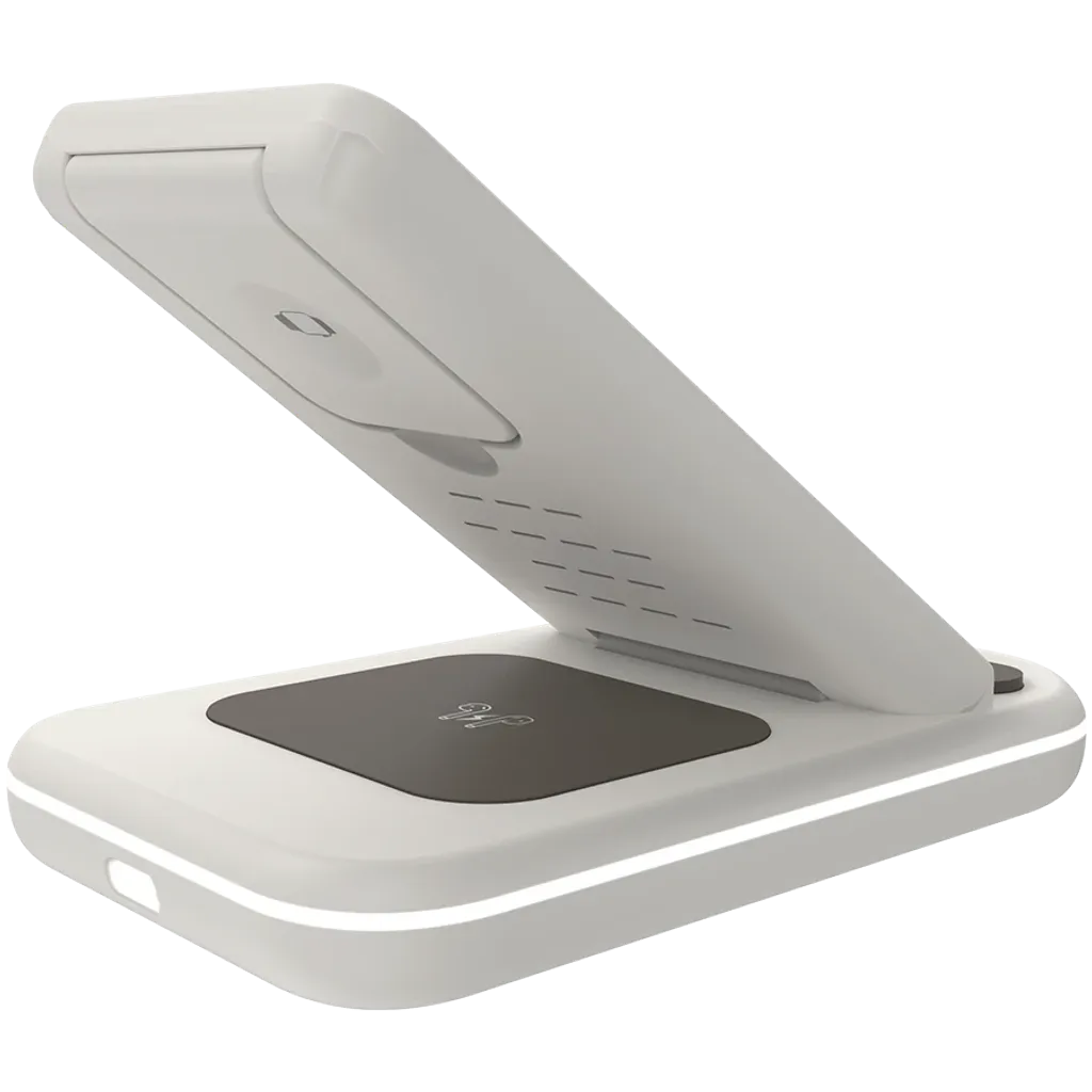 CANYON WS-304 3-in-1 Qi salokāma bezvadu uzlādes stacija, 15W, krēmkrāsa