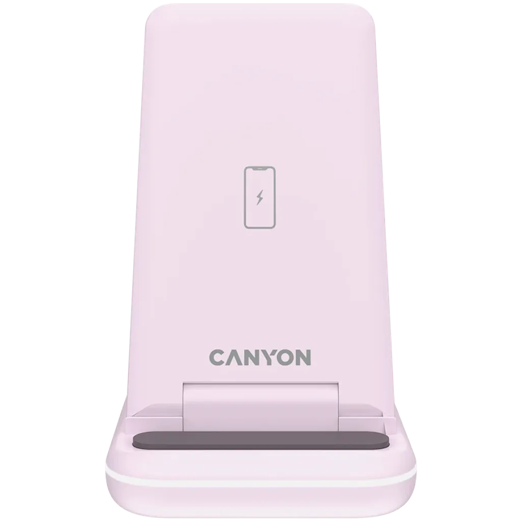 CANYON WS-304 3-in-1 Qi salokāma bezvadu uzlādes stacija, 15W, rozā
