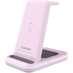 CANYON WS-304 3-in-1 Qi salokāma bezvadu uzlādes stacija, 15W, rozā