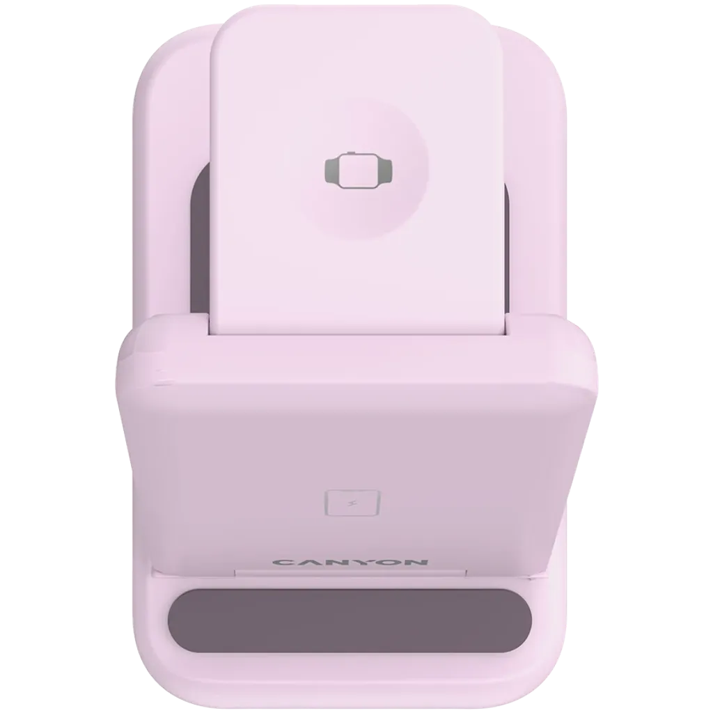 CANYON WS-304 3-in-1 Qi salokāma bezvadu uzlādes stacija, 15W, rozā