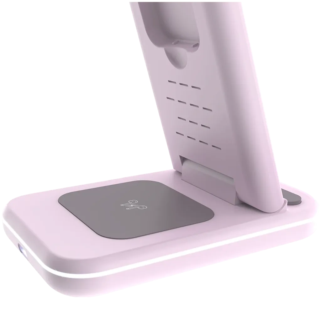 CANYON WS-304 3-in-1 Qi salokāma bezvadu uzlādes stacija, 15W, rozā