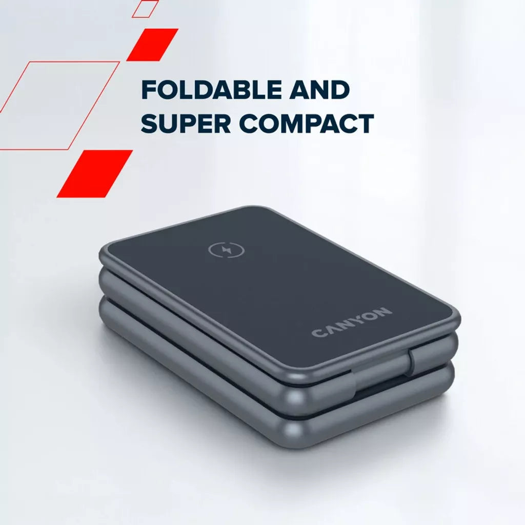 CANYON salokāmais bezvadu lādētājs OnCharge 309 15W 3in1, metāla