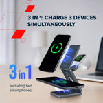 CANYON salokāmais bezvadu lādētājs OnCharge 309 15W 3in1, metāla