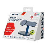 CANYON Hexagon WCS-310 3-in-1 Qi magnētiskā uzlādes stacija, 15W, zila/pelēka