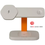 CANYON Hexagon WCS-310 3-in-1 Qi magnētiskā uzlādes stacija, 15W, pelēka/oranža