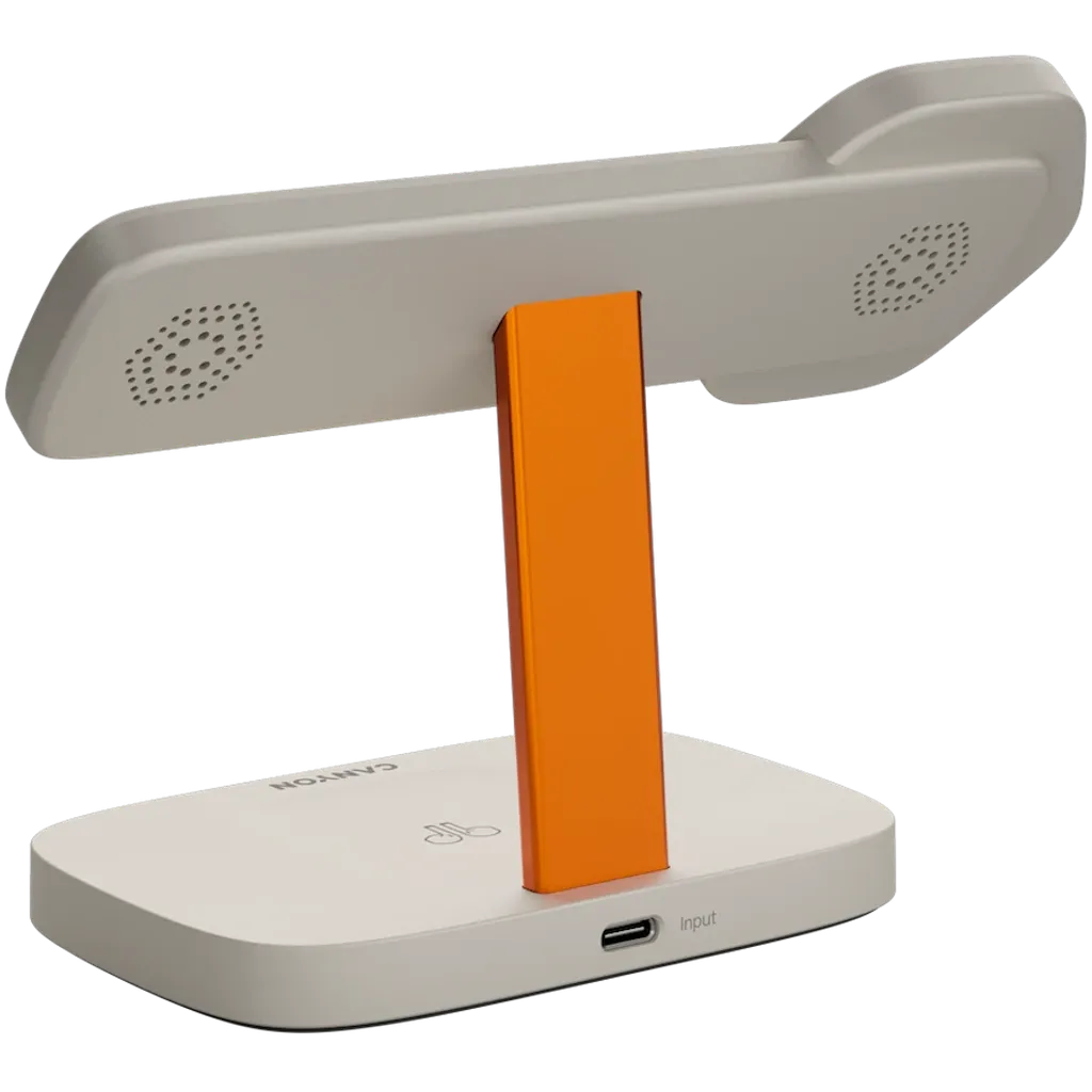 CANYON Hexagon WCS-310 3-in-1 Qi magnētiskā uzlādes stacija, 15W, pelēka/oranža