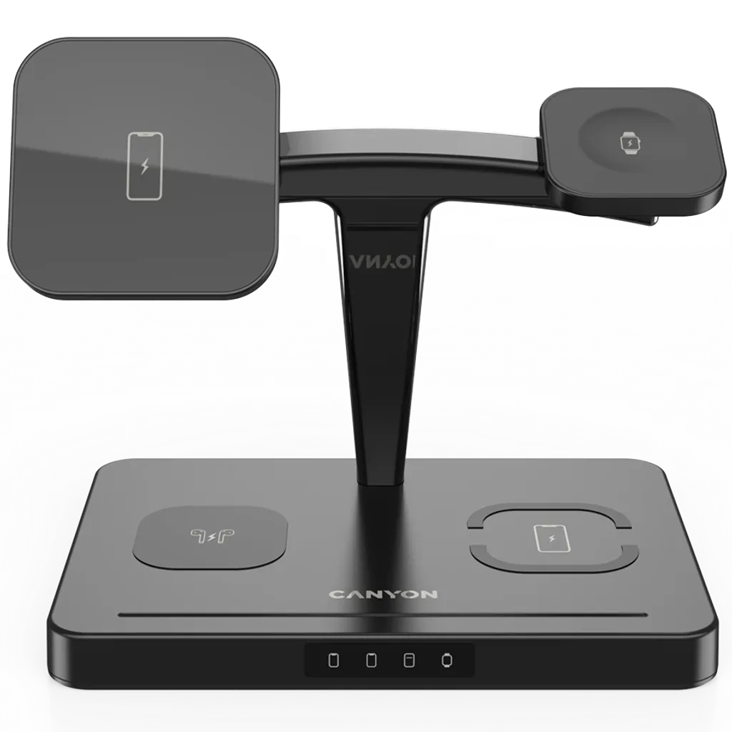 CANYON WS-404 4-in-1 Qi bezvadu uzlādes stacija, 15W, melna