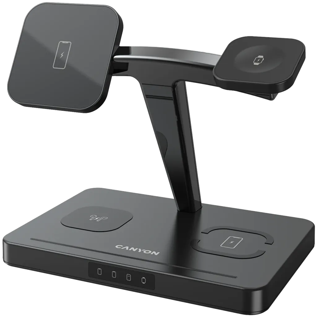 CANYON WS-404 4-in-1 Qi bezvadu uzlādes stacija, 15W, melna
