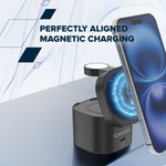 CANYON OnCharge 405 4-in-1 Qi2 magnētiskā uzlādes stacija, 15W, melna