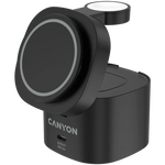 CANYON OnCharge 405 4-in-1 Qi2 magnētiskā uzlādes stacija, 15W, melna