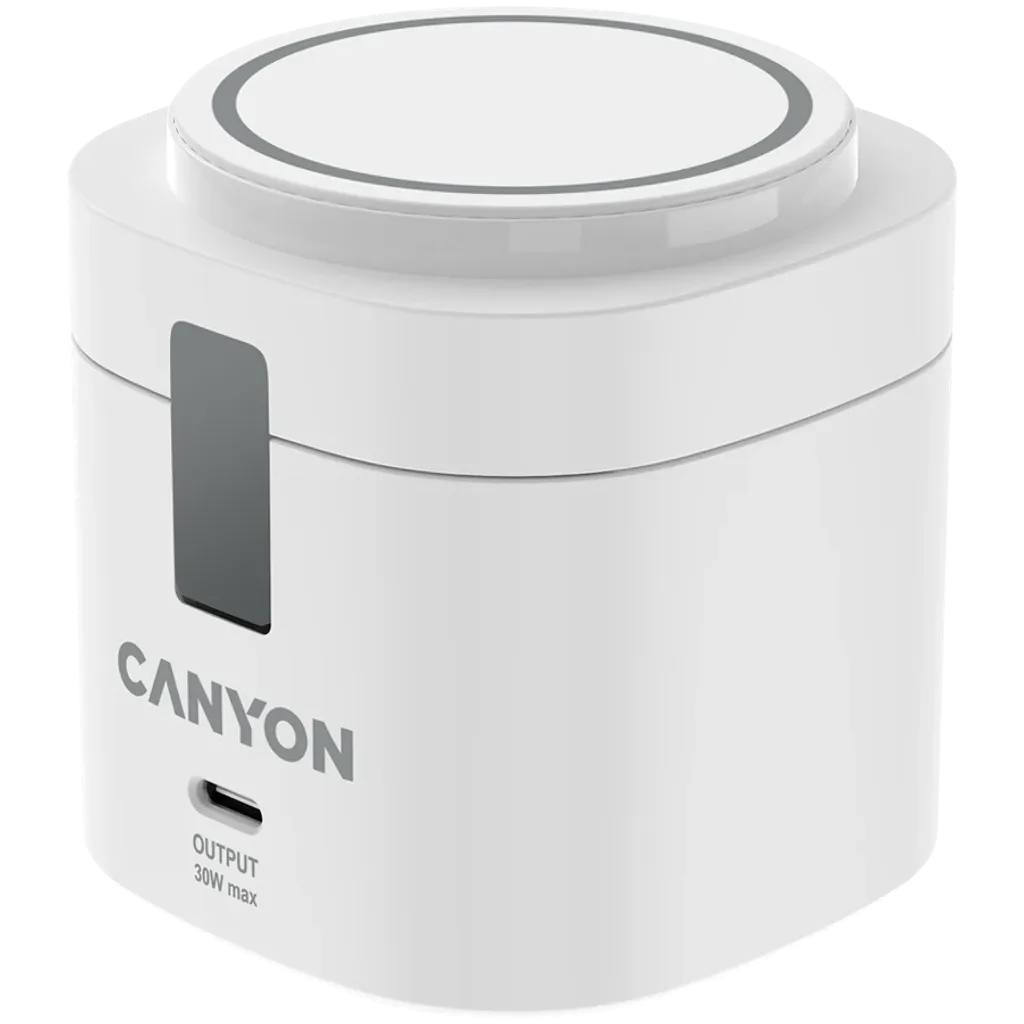 CANYON OnCharge 405 4-in-1 Qi2 magnētiskā uzlādes stacija, 15W, balta