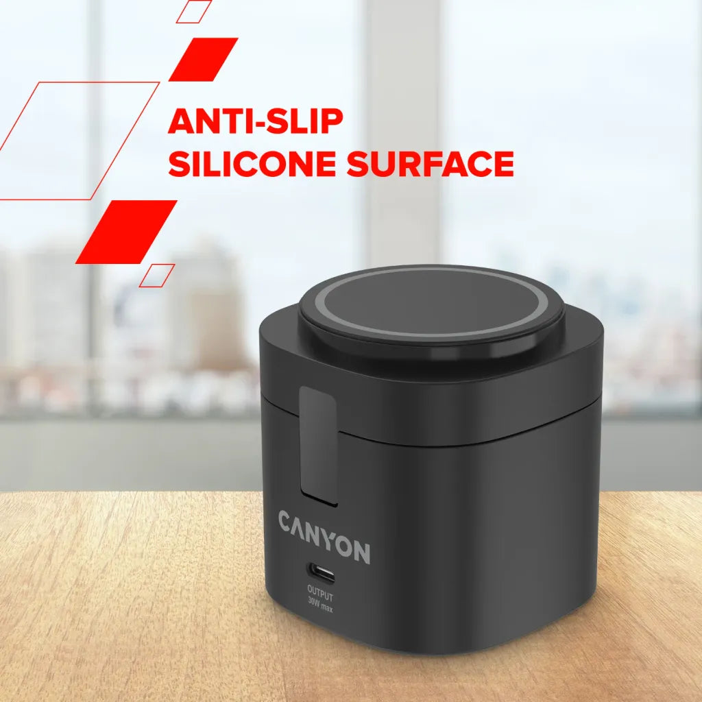 CANYON OnCharge 405 4-in-1 Qi2 magnētiskā uzlādes stacija, 15W, balta