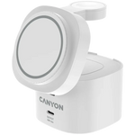 CANYON OnCharge 405 4-in-1 Qi2 magnētiskā uzlādes stacija, 15W, balta