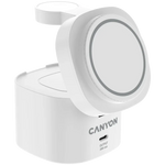 CANYON OnCharge 405 4-in-1 Qi2 magnētiskā uzlādes stacija, 15W, balta