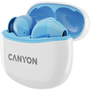 CANYON TWS-5 bezvadu Bluetooth 5.3 stereo austiņas ar iebūvētu mikrofonu un USB-C uzlādes kārbu, zilas