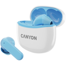 CANYON TWS-5 bezvadu Bluetooth 5.3 stereo austiņas ar iebūvētu mikrofonu un USB-C uzlādes kārbu, zilas